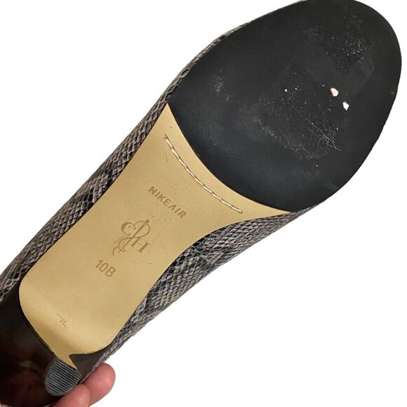 Cole Haan Nike Air Snakeskin Peep-Toe Heels in Gray Black Size 10B - Picture 6 of 7